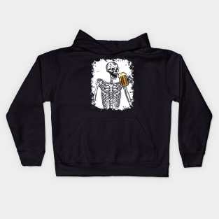 Halloween Shirt Beer Drinking Skeleton Skull Kids Hoodie